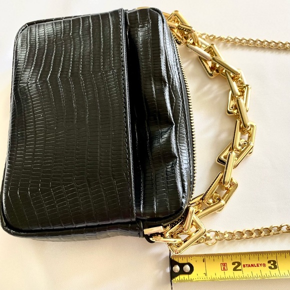 Genuine Leather Black and Gold Handbag Stella Bianca Italy - Picture 11 of 17